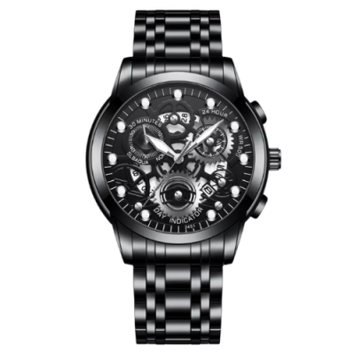 Мъжки кварцов часовник VA-2451, Водоустойчив, Календар, Черен/бял