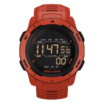 Мъжки водоустойчив смарт часовник WR321, спортен, известия, дистанция, Червен