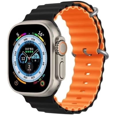 Каишка за смарт часовник - Apple watch 42-49 мм, Double, Черна/Оранжева