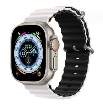 Каишка за смарт часовник - Apple watch 42-49 мм, Double, Бяла/Черна