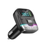 Трансмитер за кола GZ01, Bluetooth 5.3, FM Радио,  LED дисплей, Черен