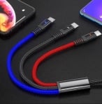 USB Кабел BT20 3 в 1 - USB-C и Micro-USB, Type-C, Черен